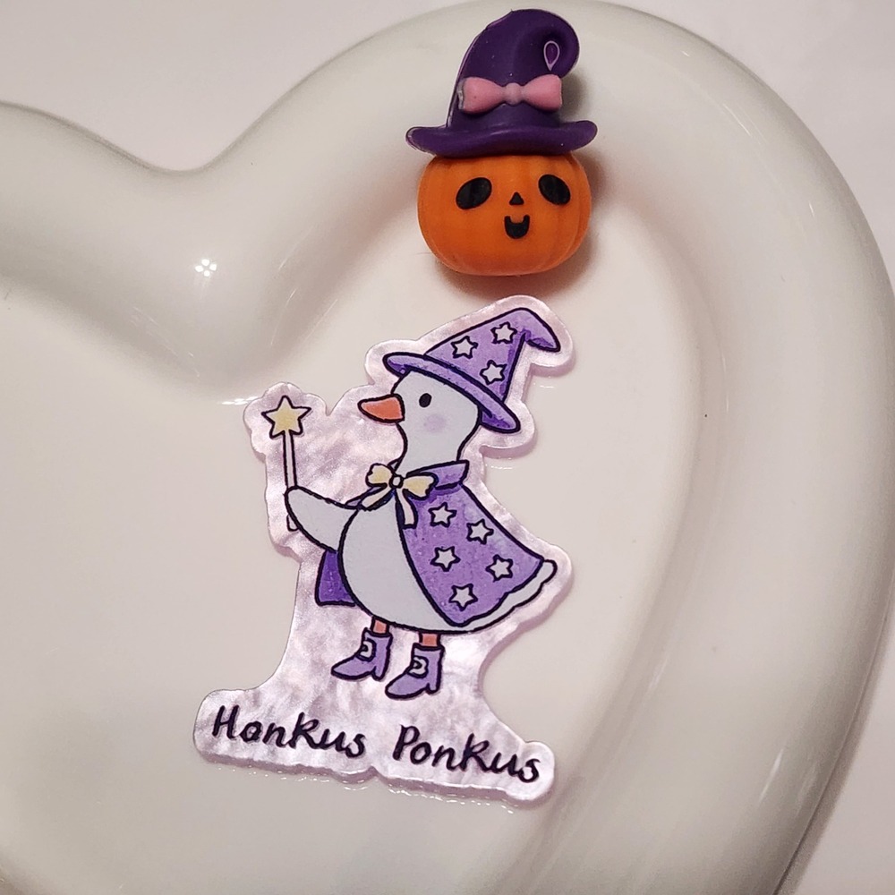 Goose Witch Pumpkin Flatback Focal Bead Beaded Pen Badge Keychain Halloween